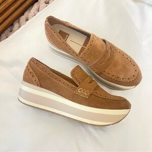 Women's Tan Suede Platform Loafers